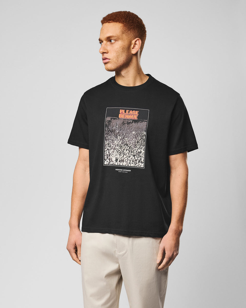 Behave Graphic T-Shirt Black – Weekend Offender