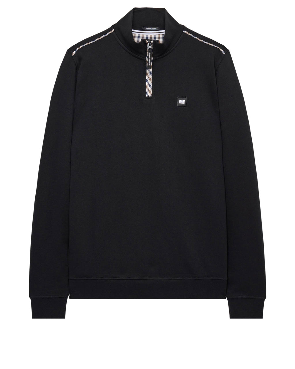 Matisa Quarter Neck Sweatshirt Black/Mid House Check