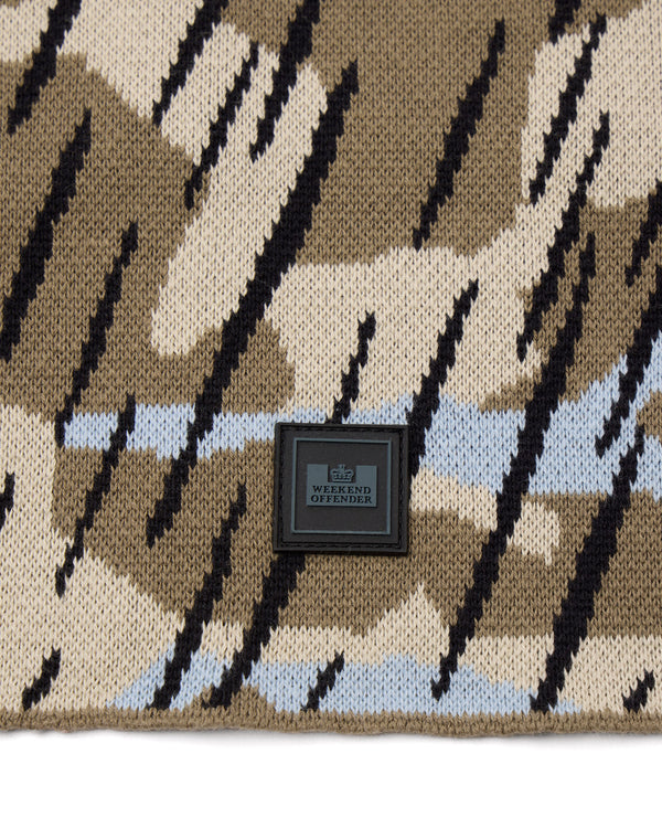 Oden Camo Rib Knit Balaclava Tobacco Brown