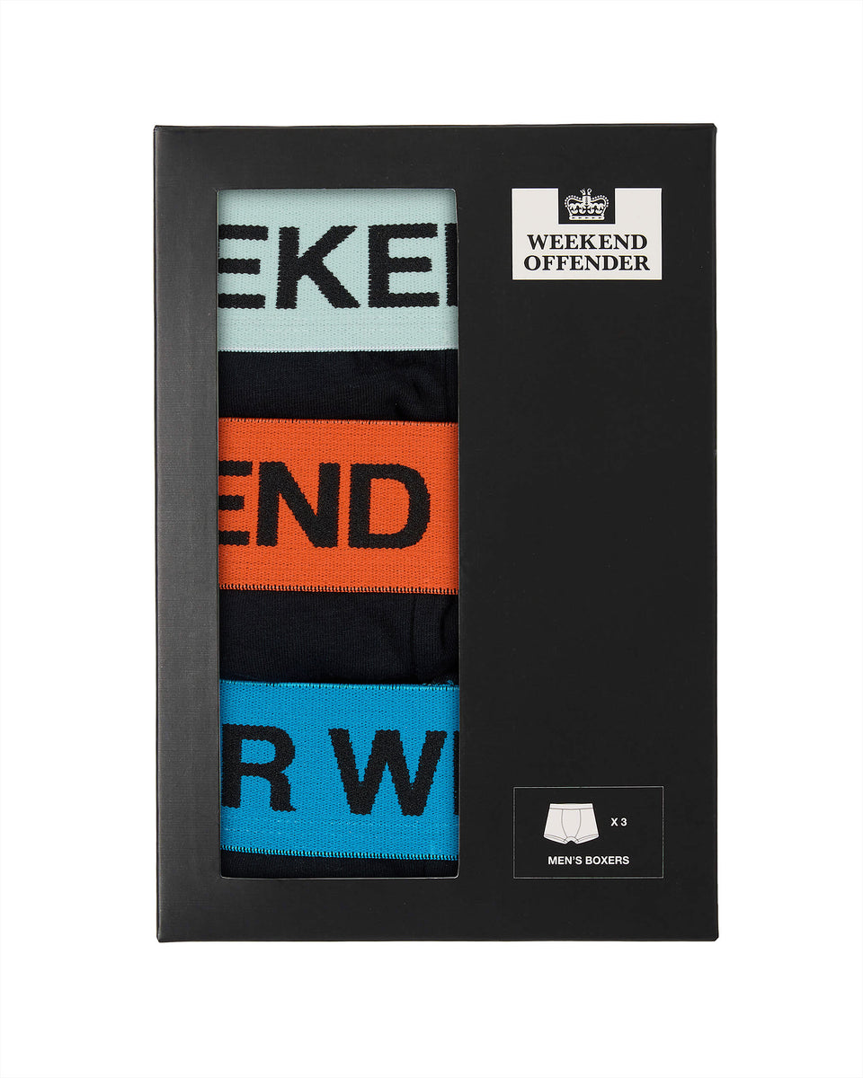 Boxer Shorts Pack Of 3 Orange Peel/ Azure Blue/ Mint Tea Green ...