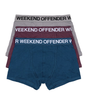 Boxer Shorts Pack Of 3 Light Grey/ Deep Plum/ Juniper Blue