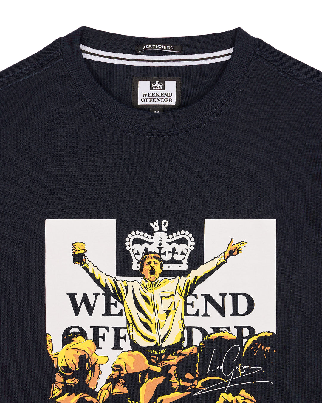 Leo Gregory Graphic T-Shirt Navy – Weekend Offender