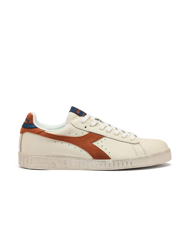 Diadora Game L Low Waxed Suede Pop Trainers White/Rust