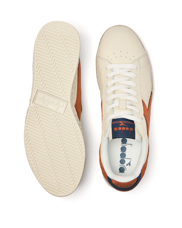 Diadora Game L Low Waxed Suede Pop Trainers White/Rust