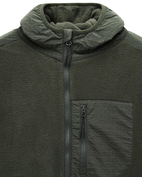 Sharrock Polar Fleece Hoodie Black Forest Green