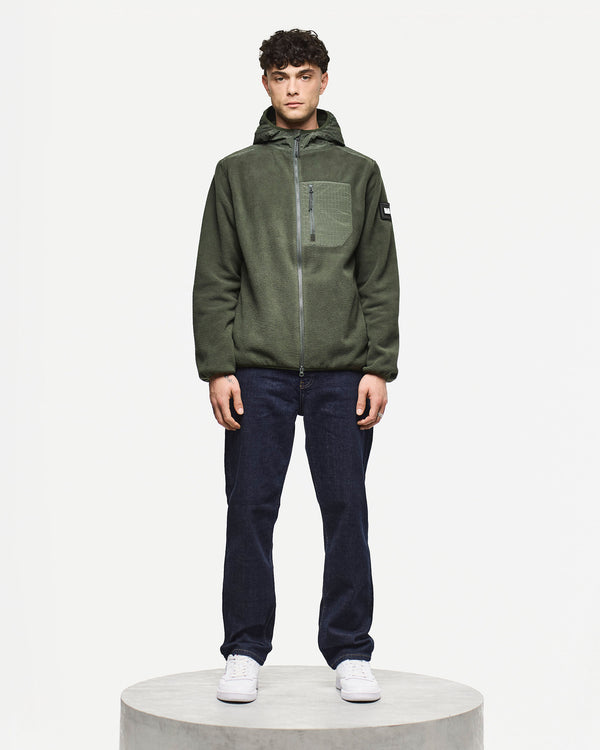 Sharrock Polar Fleece Hoodie Black Forest Green