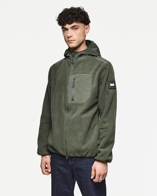 Sharrock Polar Fleece Hoodie Black Forest Green