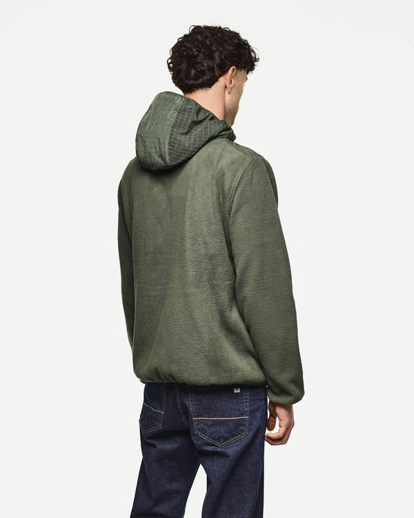 Sharrock Polar Fleece Hoodie Black Forest Green