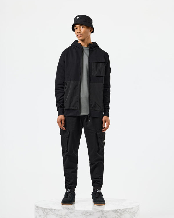 Daponte Zip Through Hoodie Black