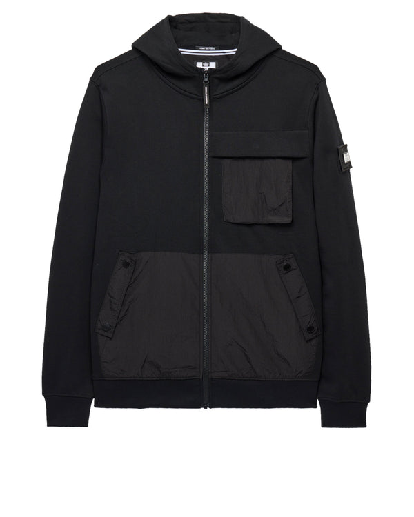 Daponte Zip Through Hoodie Black