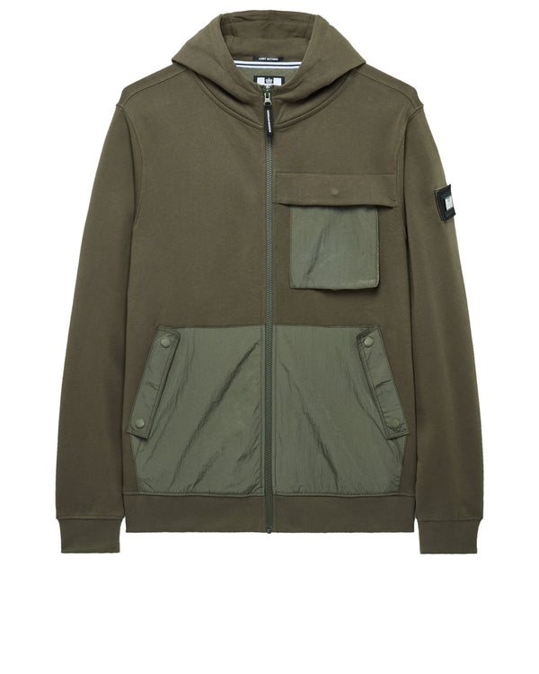 Daponte Zip Through Hoodie Castle Green