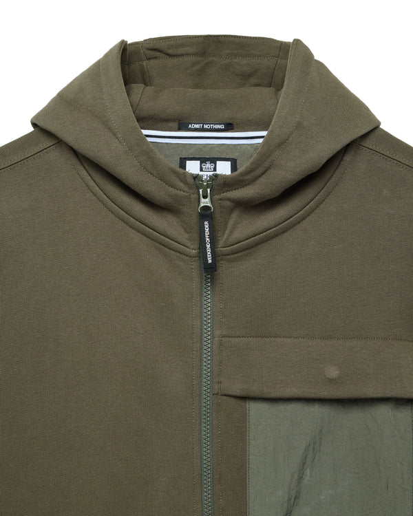 Daponte Zip Through Hoodie Castle Green