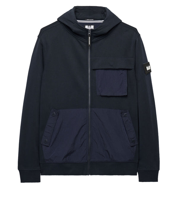 Daponte Zip Through Hoodie Navy