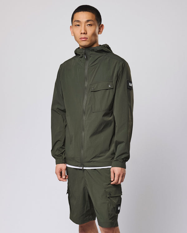 Temara Technical Windbreaker Jacket Black Forest Green