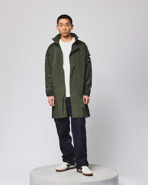 Algiers Longline Mac Black Forest Green