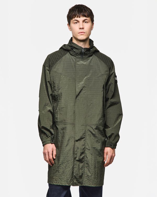 Algiers Longline Mac Black Forest Green