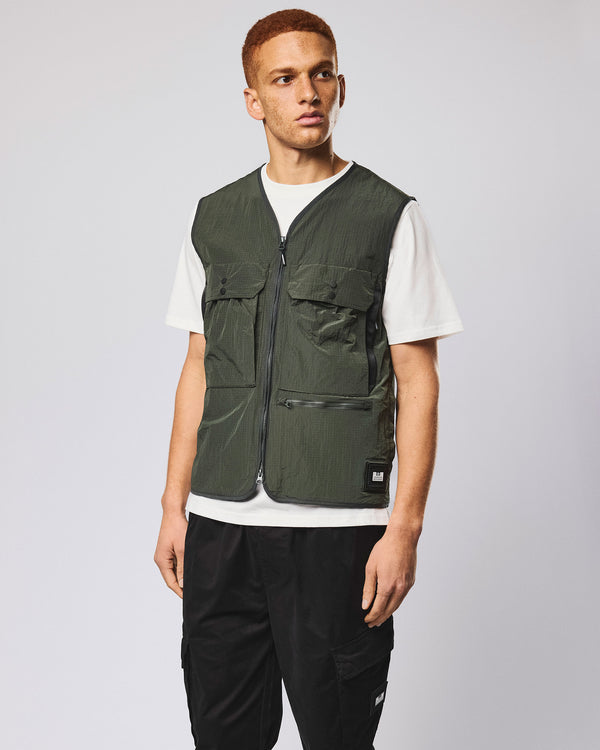 Tangier Utility Vest Black Forest Green