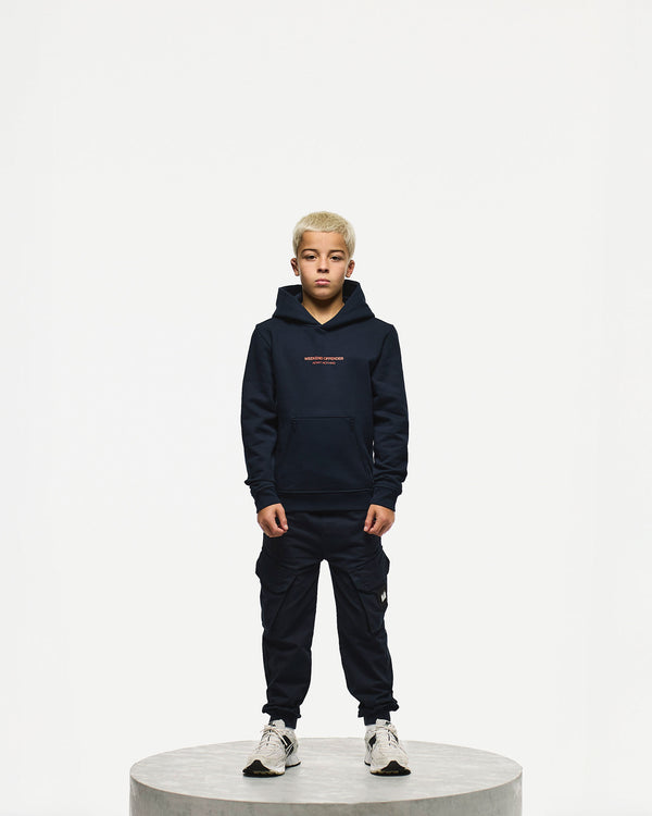 Kids Cobain Hoodie Navy/Sunset Orange