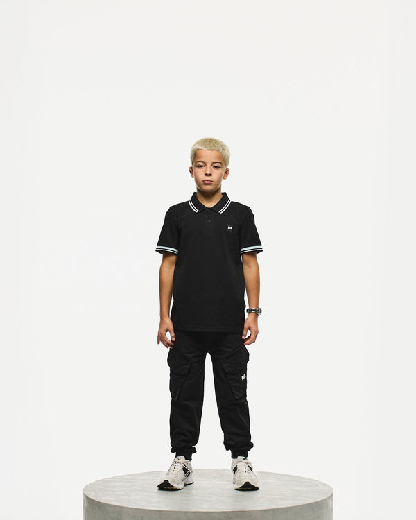 Kids Levanto Polo Shirt Black/Sea Spray Blue