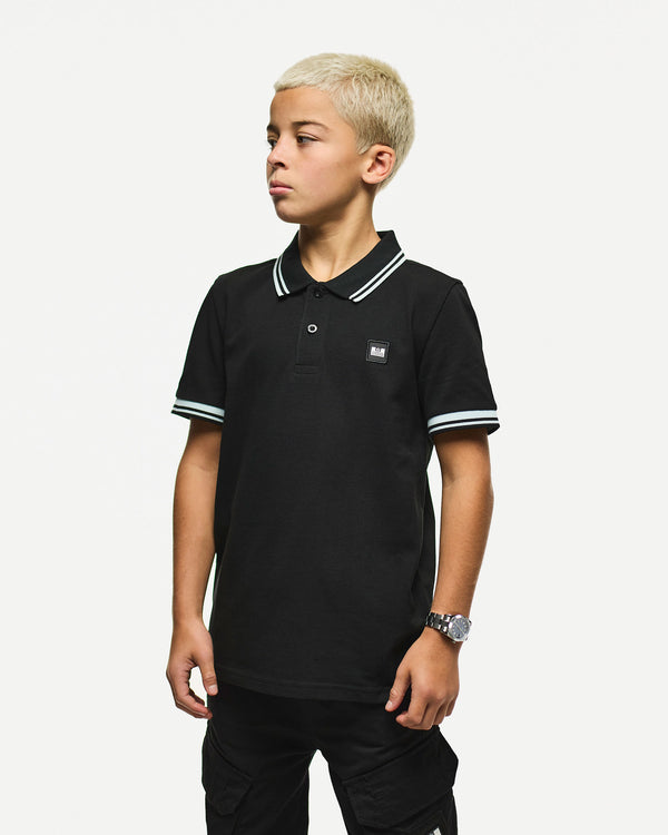 Kids Levanto Polo Shirt Black/Sea Spray Blue