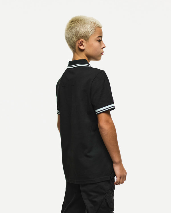 Kids Levanto Polo Shirt Black/Sea Spray Blue