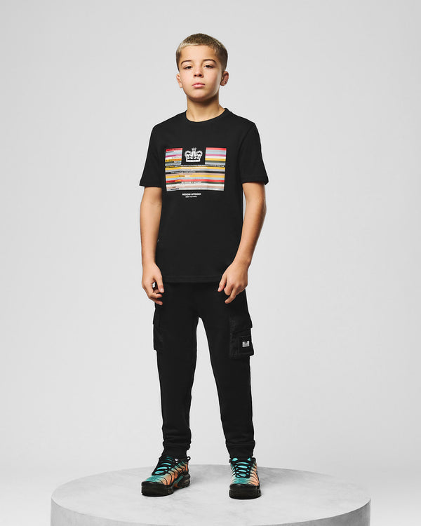 Maglietta grafica in vinile per bambini, nera
