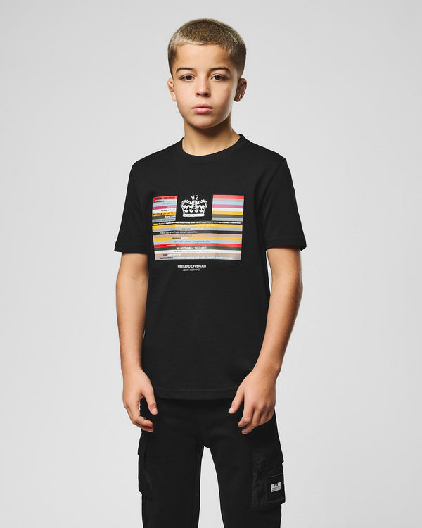 Maglietta grafica in vinile per bambini, nera
