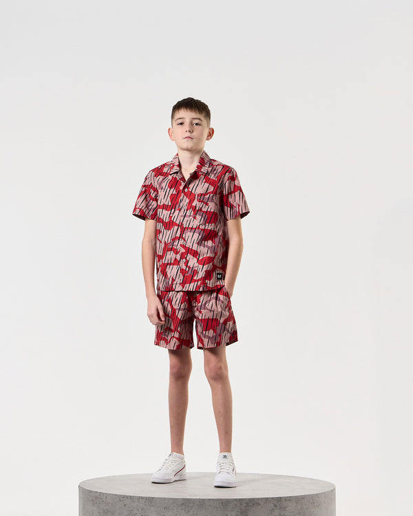 Kids Anzio Shorts Blaze Red Rain Camo