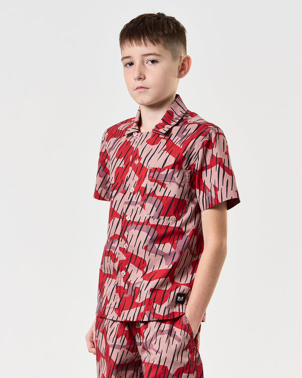 Kids Monuriki Camo Shirt Blaze Red Rain Camo