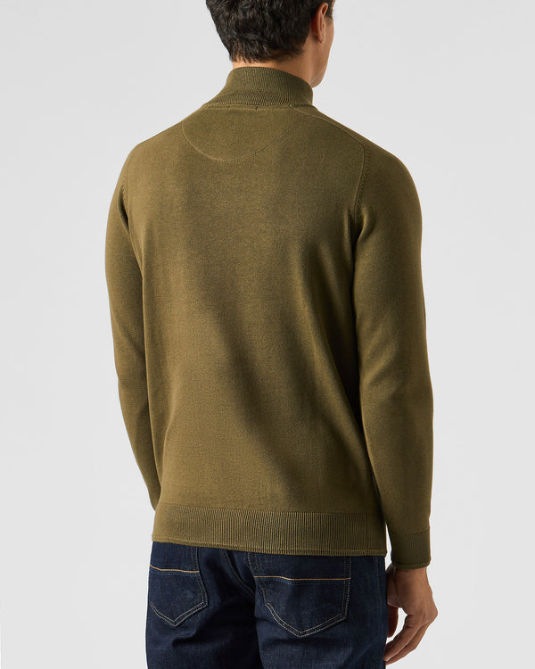 Pierre Knitted Quarter Zip Sweater Dark Green