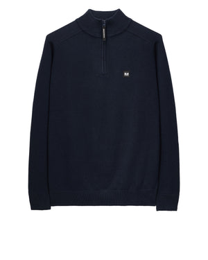 Pierre Knitted Quarter Zip Sweater Navy