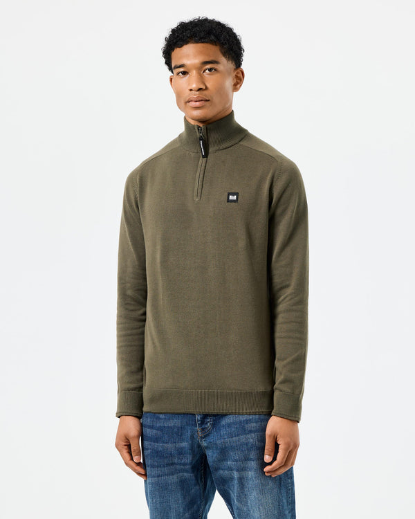 Pierre Knitted Quarter Zip Sweater Castle Green