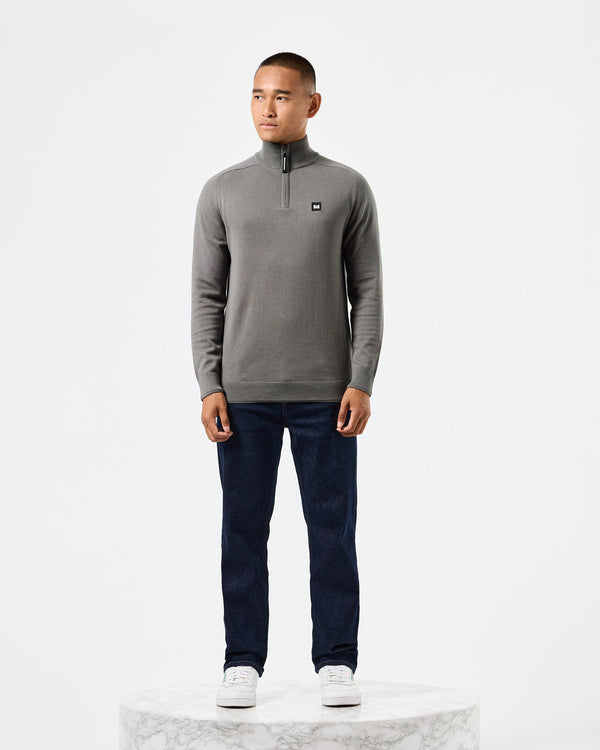 Pierre Knitted Quarter Zip Sweater Zinc