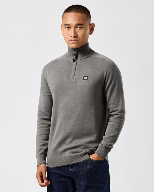 Pierre Knitted Quarter Zip Sweater Zinc