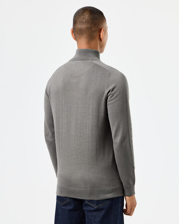 Pierre Knitted Quarter Zip Sweater Zinc