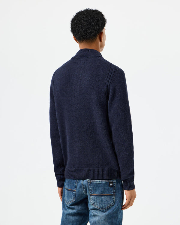 Castillos Knitted Wool Quarter Neck Sweater Navy