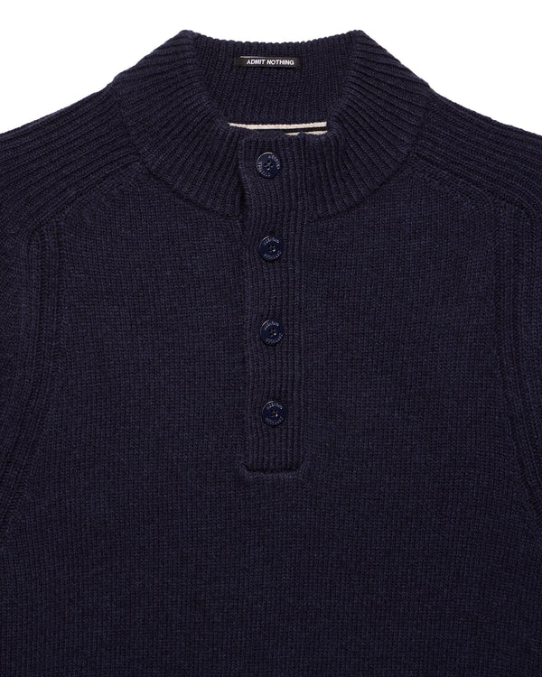 Castillos Knitted Wool Quarter Neck Sweater Navy