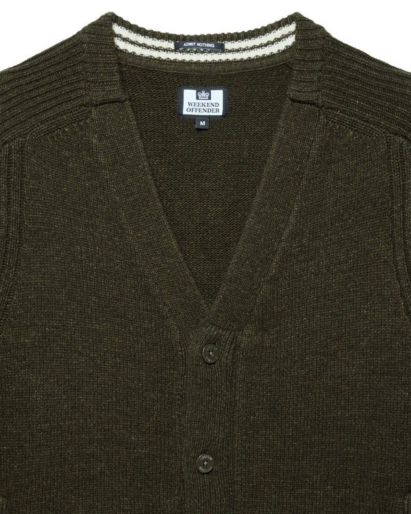 Lauda Knitted Wool Cardigan Castle Green