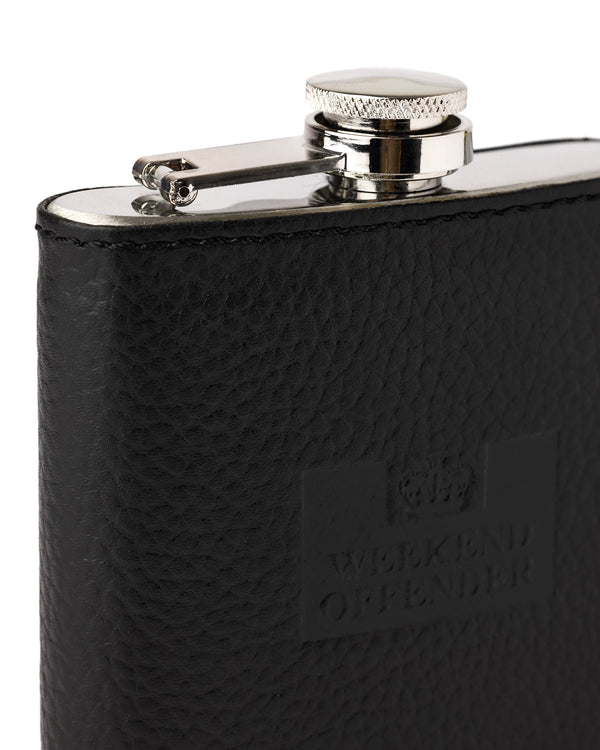 Leather Hip Flask With Gift Box Black