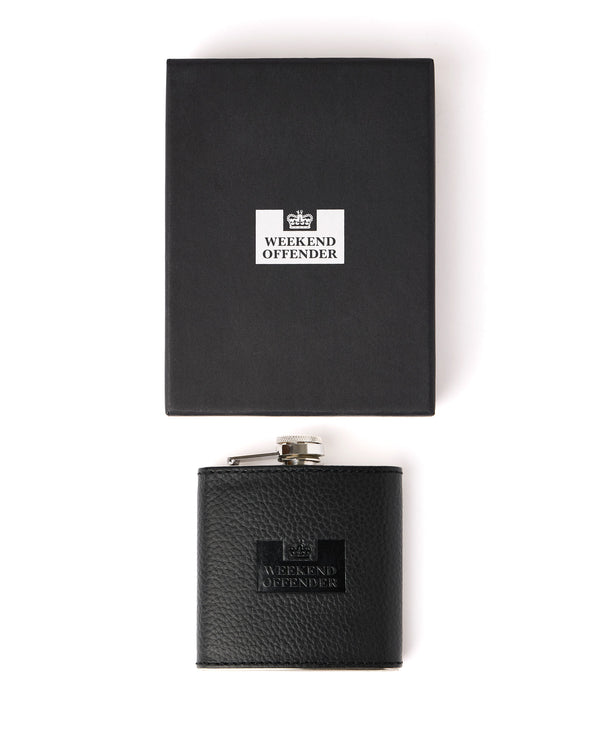 Leather Hip Flask With Gift Box Black