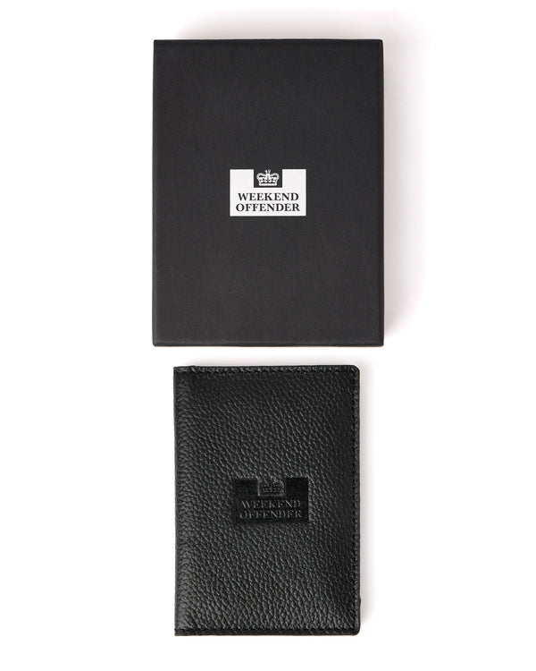 Leather Passport Holder With Gift Box Black