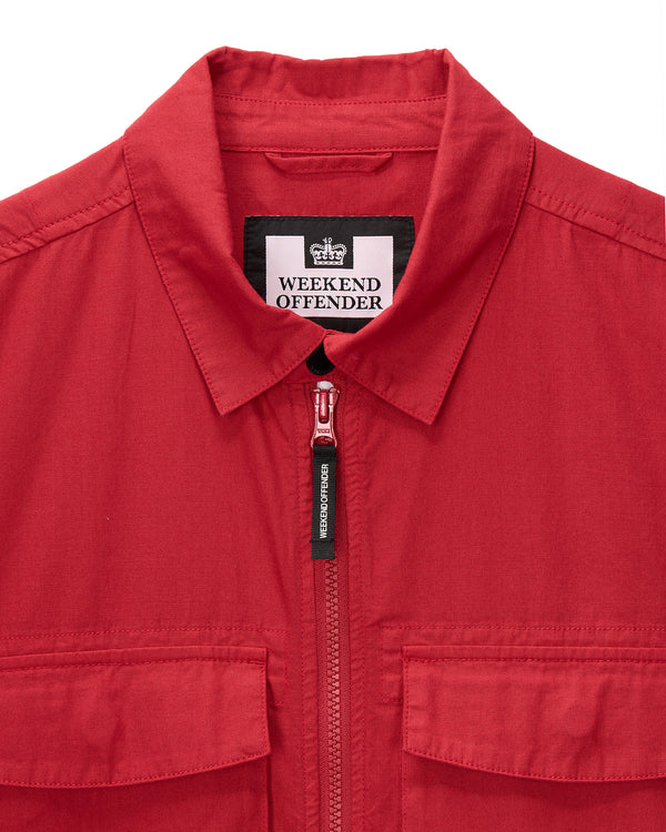 Formella Garment Dye Over-Shirt Scarlet Red