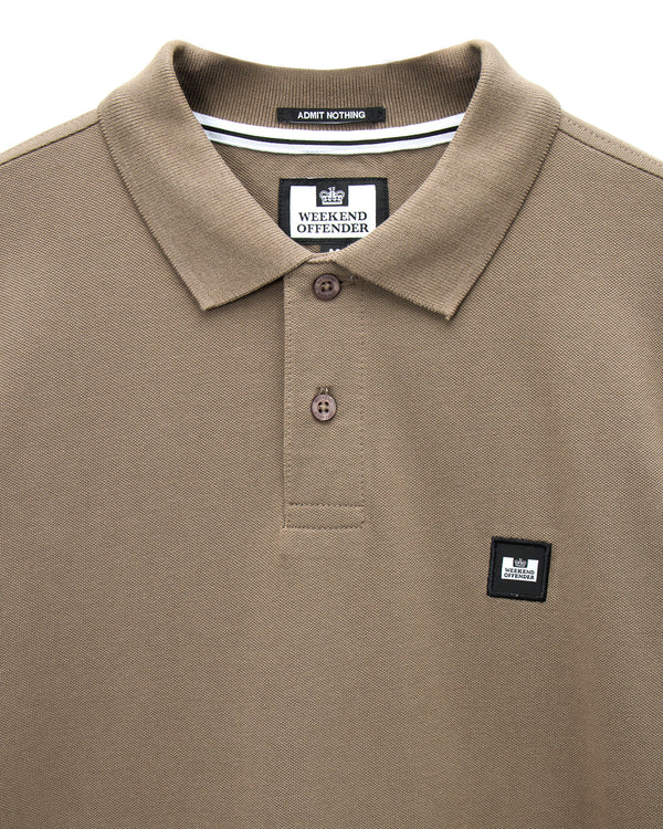 Dice Long Sleeve Polo Shirt Tobacco Brown
