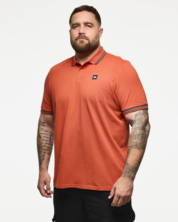 Plus Size - Levanto Polo Shirt Sunset Orange/Cyclone Grey