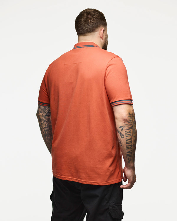 Plus Size - Levanto Polo Shirt Sunset Orange/Cyclone Grey