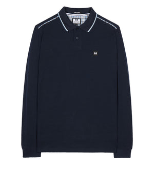 Carola Long Sleeve Polo Shirt Navy/Blue House Check