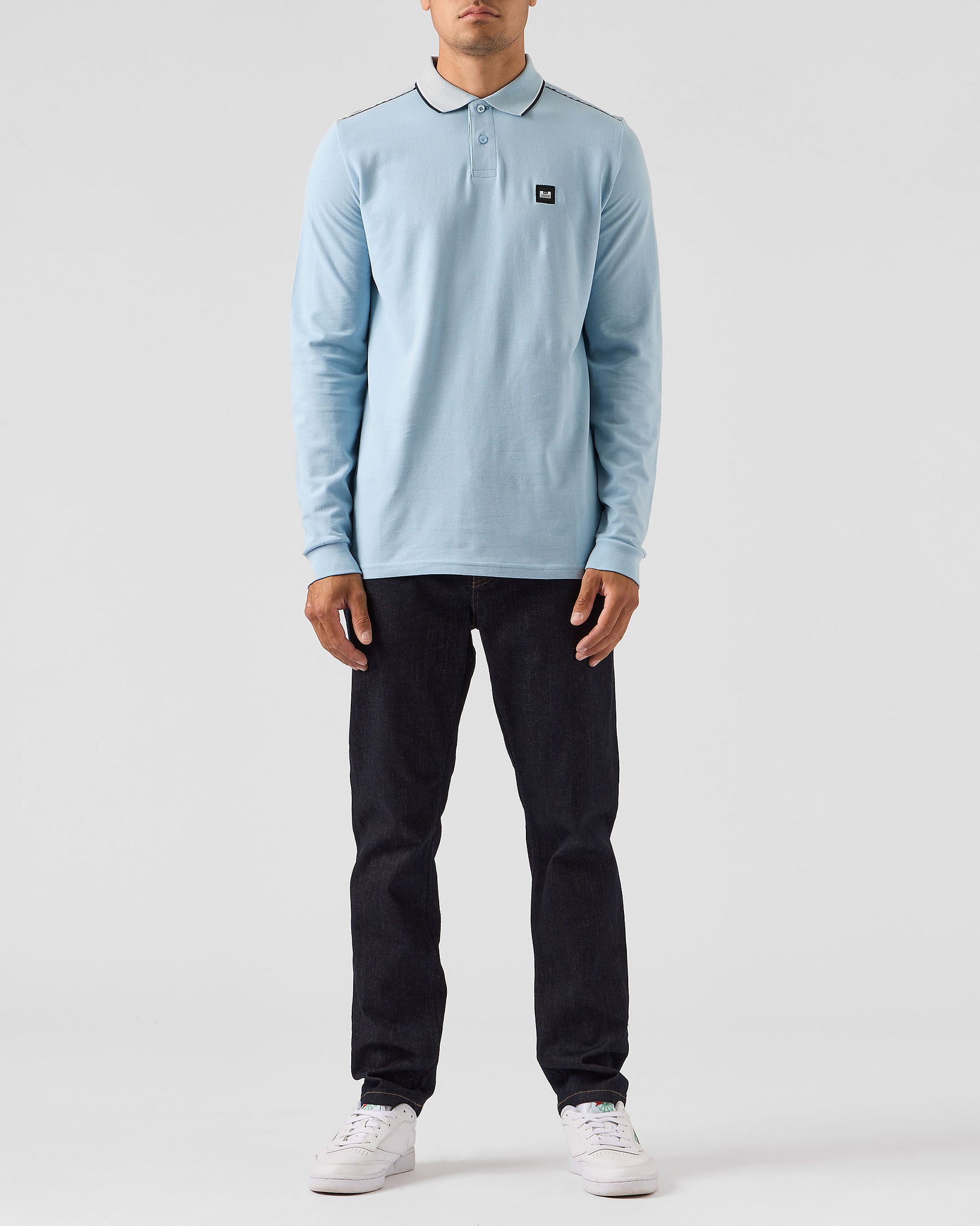 Carola Long Sleeve Polo Shirt Winter Sky/Blue House Check