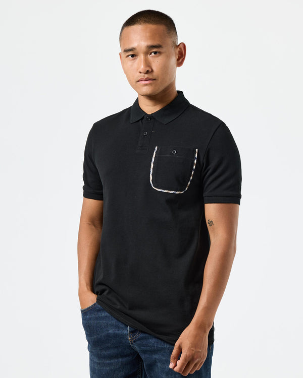 Spence Polo Shirt Black/Mid House Check