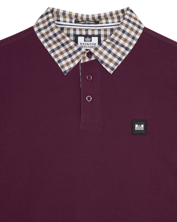 Walker Long Sleeve Polo Shirt Acai Berry/Mid House Check