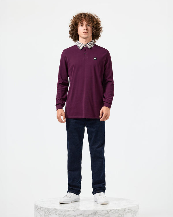 Walker Long Sleeve Polo Shirt Acai Berry/Mid House Check